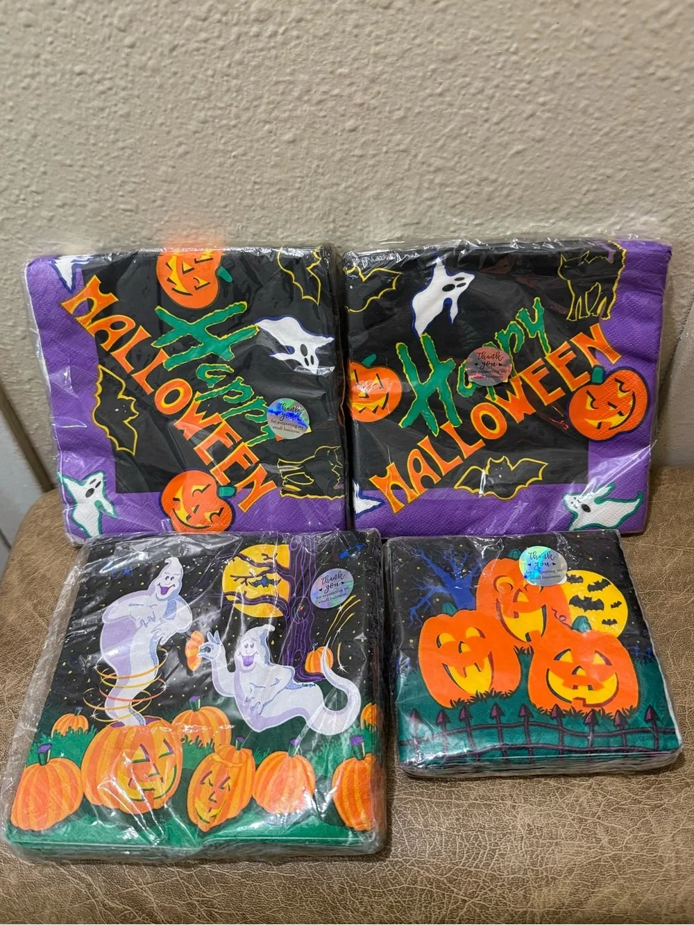 Vtg Retro pack if 4 sealed Expressions Halloween Napkins